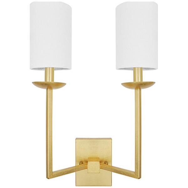 Worlds Away 2-Arm Sconce with White Linen Shade