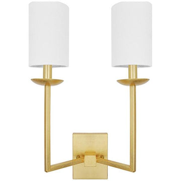 Worlds Away 2-Arm Sconce with White Linen Shade