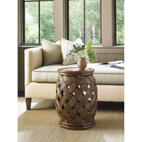 Tommy Bahama Bali Hai Medium Brown Hibiscus Round Accent Table