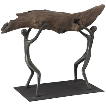 Phillips Collection Atlas Lifting Wood Sculpture with Base