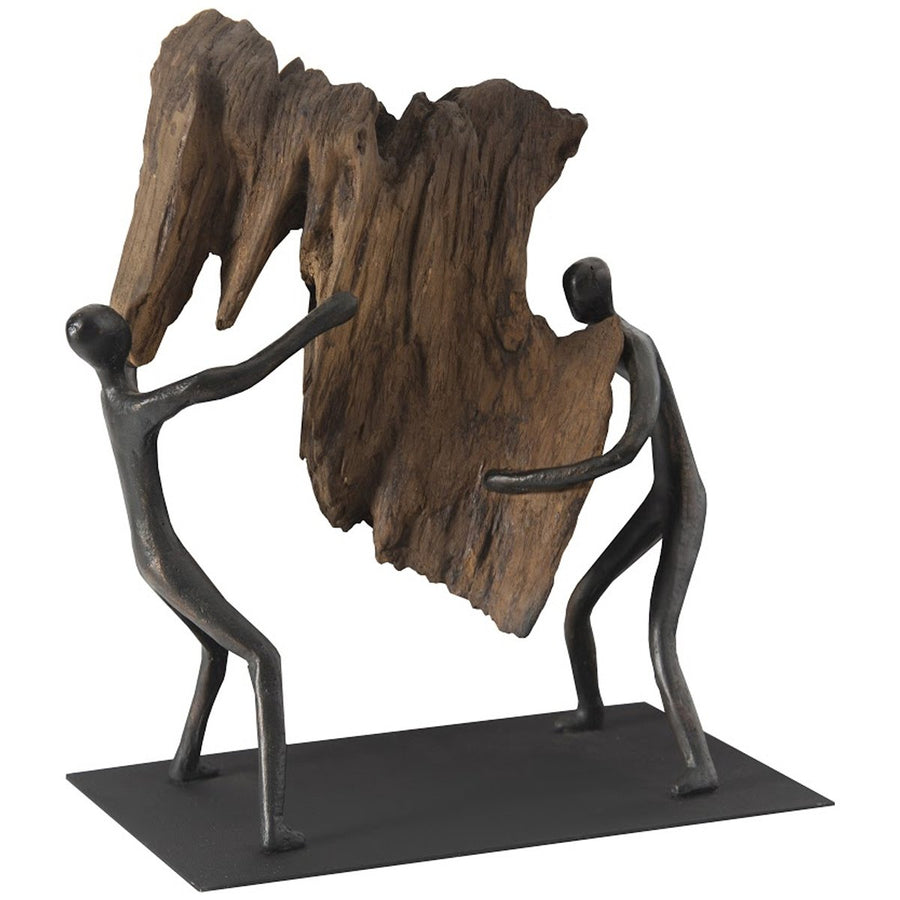 Phillips Collection Atlas Balancing Wood Sculpture with Base
