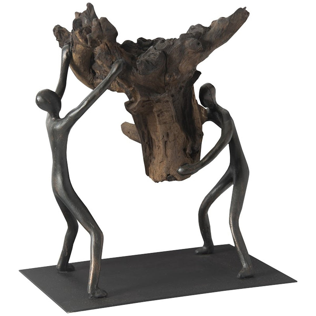 Phillips Collection Atlas Balancing Wood Sculpture with Base