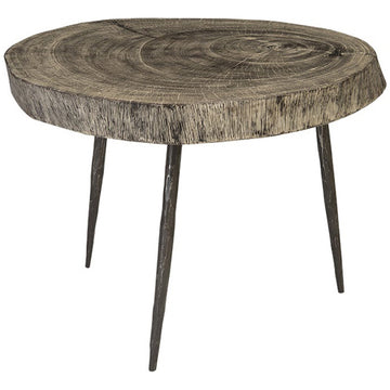 Phillips Collection Crosscut Gray Stone Side Table, Forged Legs