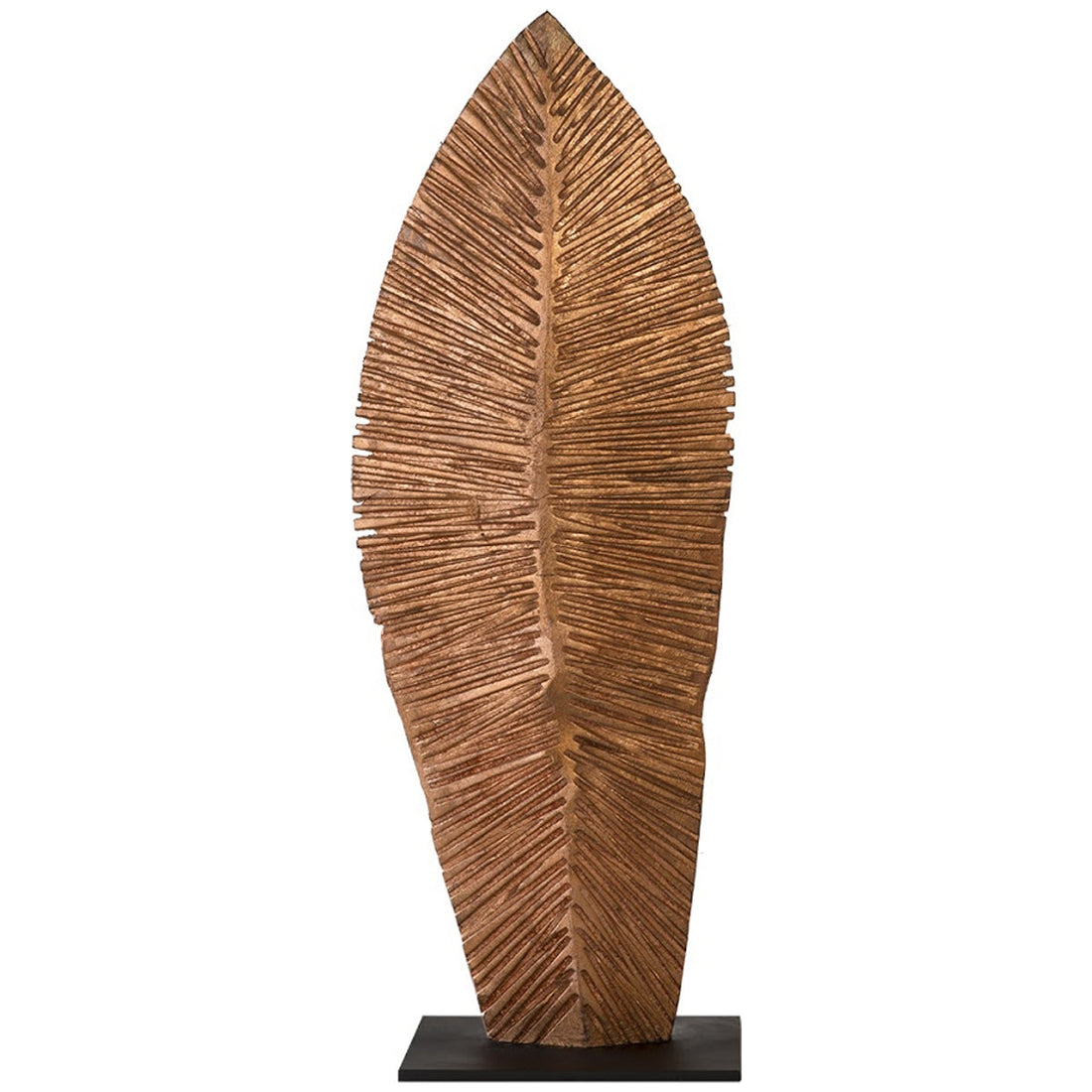 Phillips Collection Carved Copper Leaf Small Sculpture on Stand