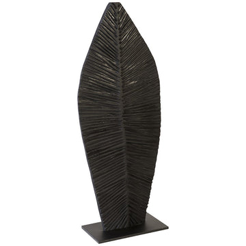 Phillips Collection Carved Burnt Leaf Small Sculpture on Stand