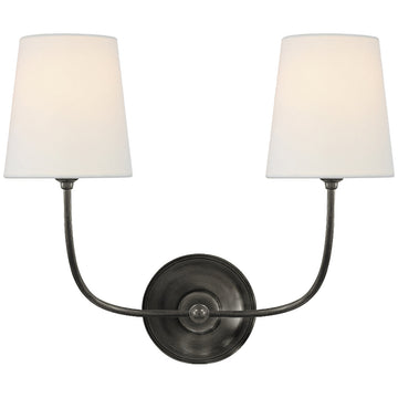Visual Comfort Vendome Double Sconce with Linen Shade
