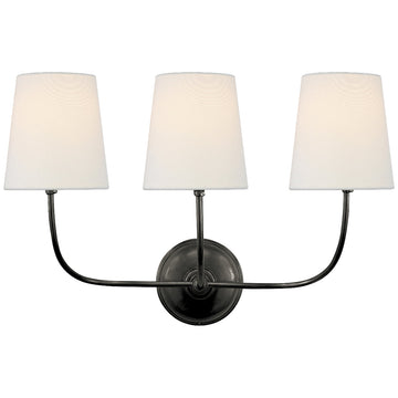 Visual Comfort Vendome Triple Sconce with Linen Shade