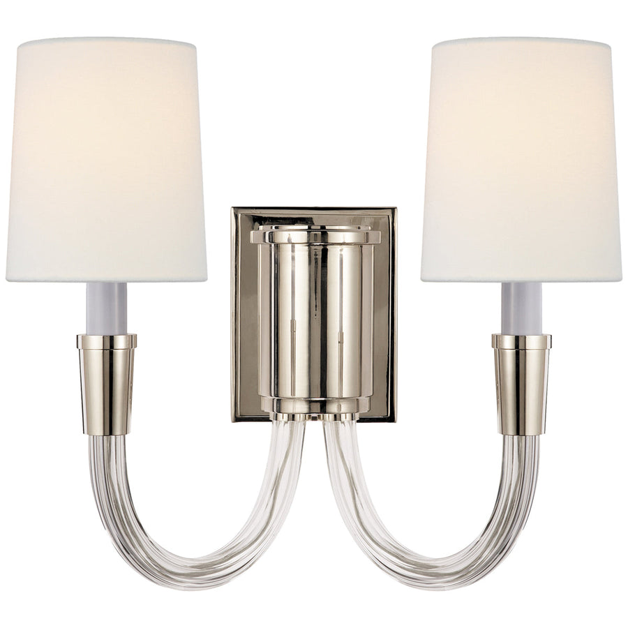 Visual Comfort Vivian Double Sconce with Linen Shade