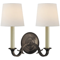 Visual Comfort Channing Double Sconce with Linen Shade