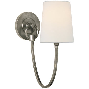 Visual Comfort Reed Single Sconce with Linen Shade