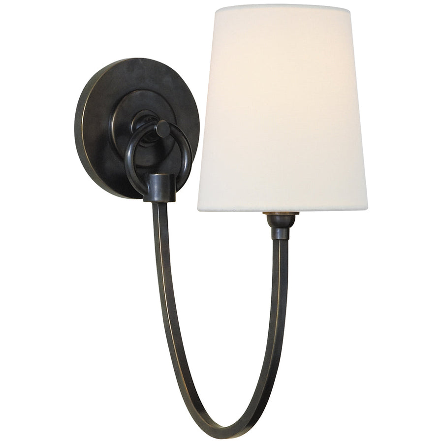 Visual Comfort Reed Single Sconce with Linen Shade