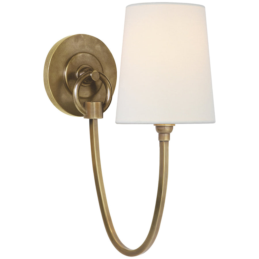 Visual Comfort Reed Single Sconce with Linen Shade