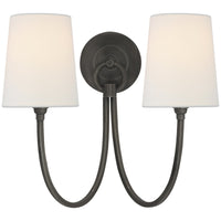 Visual Comfort Reed Double Sconce with Linen Shade