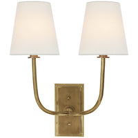 Visual Comfort Hulton Double Sconce with Linen Shade