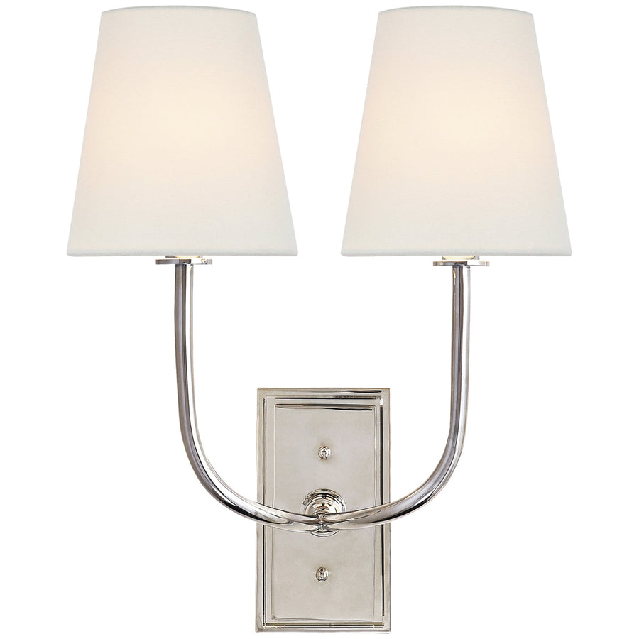 Visual Comfort Hulton Double Sconce with Linen Shade