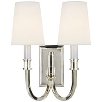 Visual Comfort Modern Library Double Sconce with Linen Shade