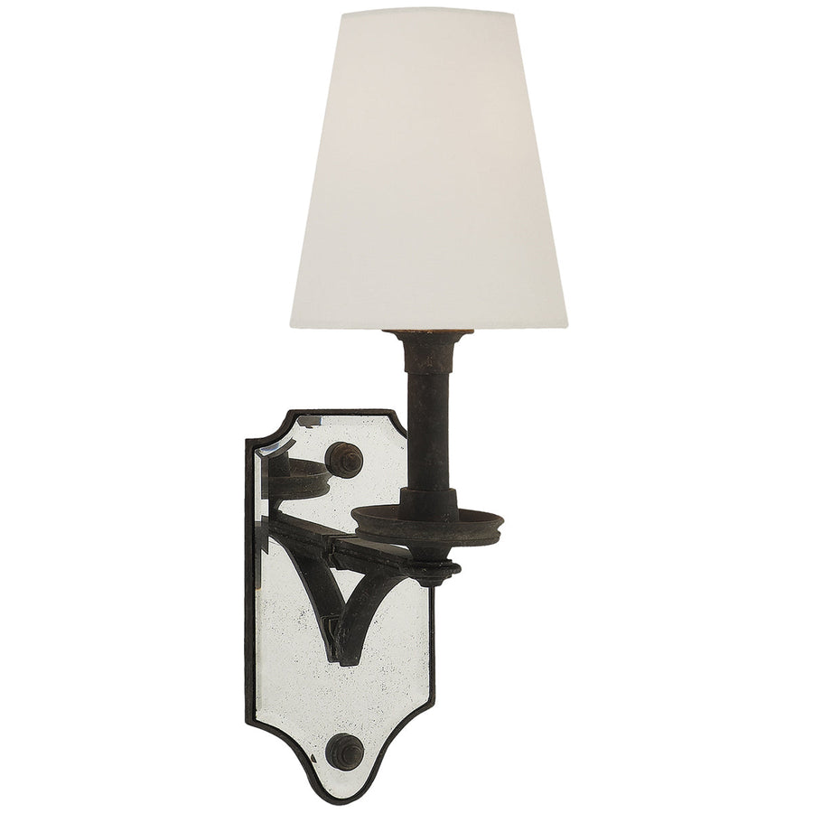 Visual Comfort Verona Mirrored Sconce with Linen Shade