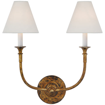 Visual Comfort Piaf Double Sconce with Linen Shade
