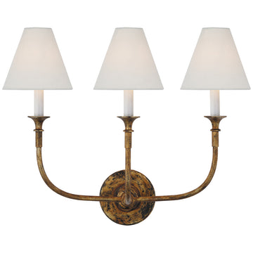 Visual Comfort Piaf Triple Sconce with Linen Shade