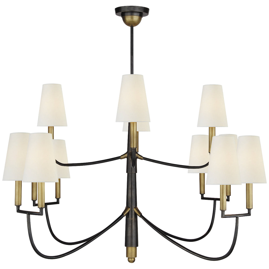 Visual Comfort Farlane Large Chandelier with Linen Shades