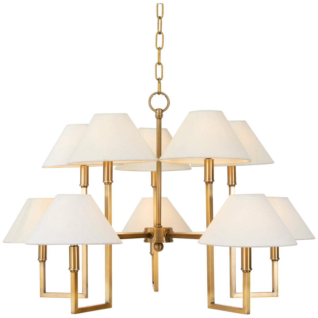 Worlds Away 10-Light 5-Arm Chandelier in Antique Brass