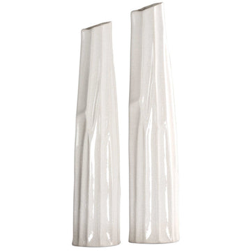Uttermost Kenley Crackled White Vases, 2-Piece Set