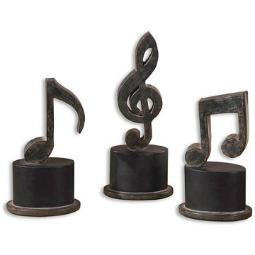 Uttermost Music Notes Metal Figurines, 3-Piece Set