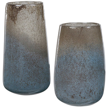 Uttermost Ione Seeded Glass Vases, 2-Piece Set