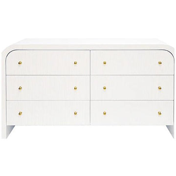 Worlds Away Valentina Waterfall Edge Chest in White Lacquer