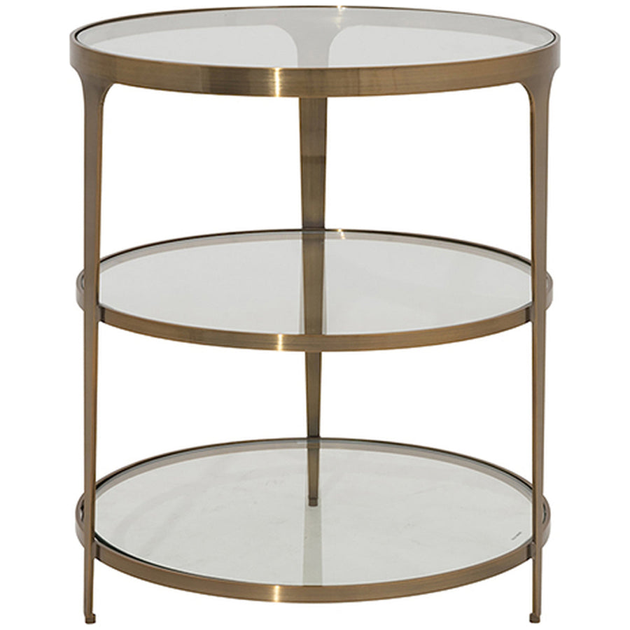 Worlds Away 3-Tier Glass Top Round End Table