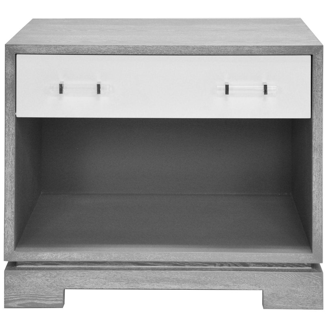 Worlds Away Shane Side Table in Matte White and Grey Cerused Oak