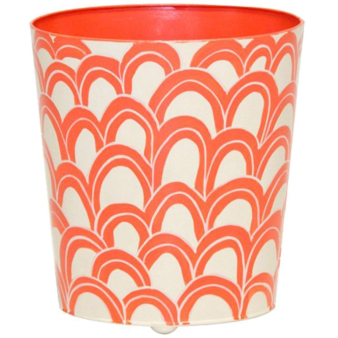 Worlds Away Oval Orange Wastebasket