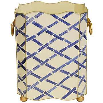Worlds Away Square Wastebasket with Lion Handles