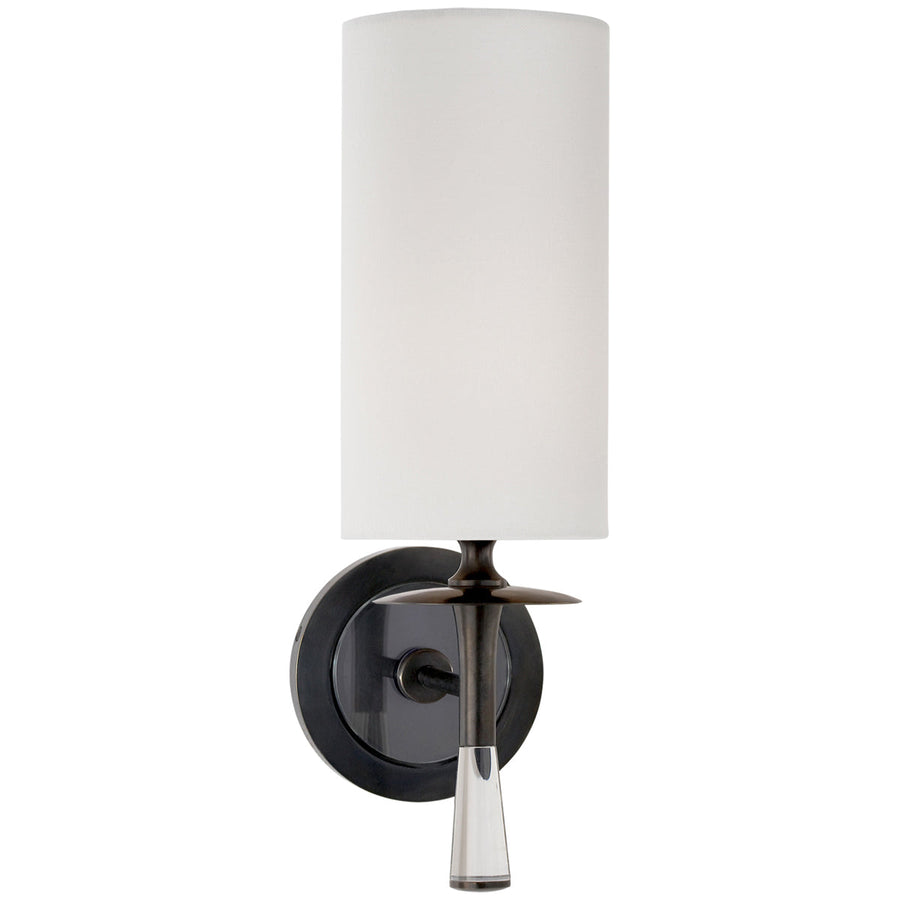 Visual Comfort Drunmore Single Sconce in Crystal with Linen Shade