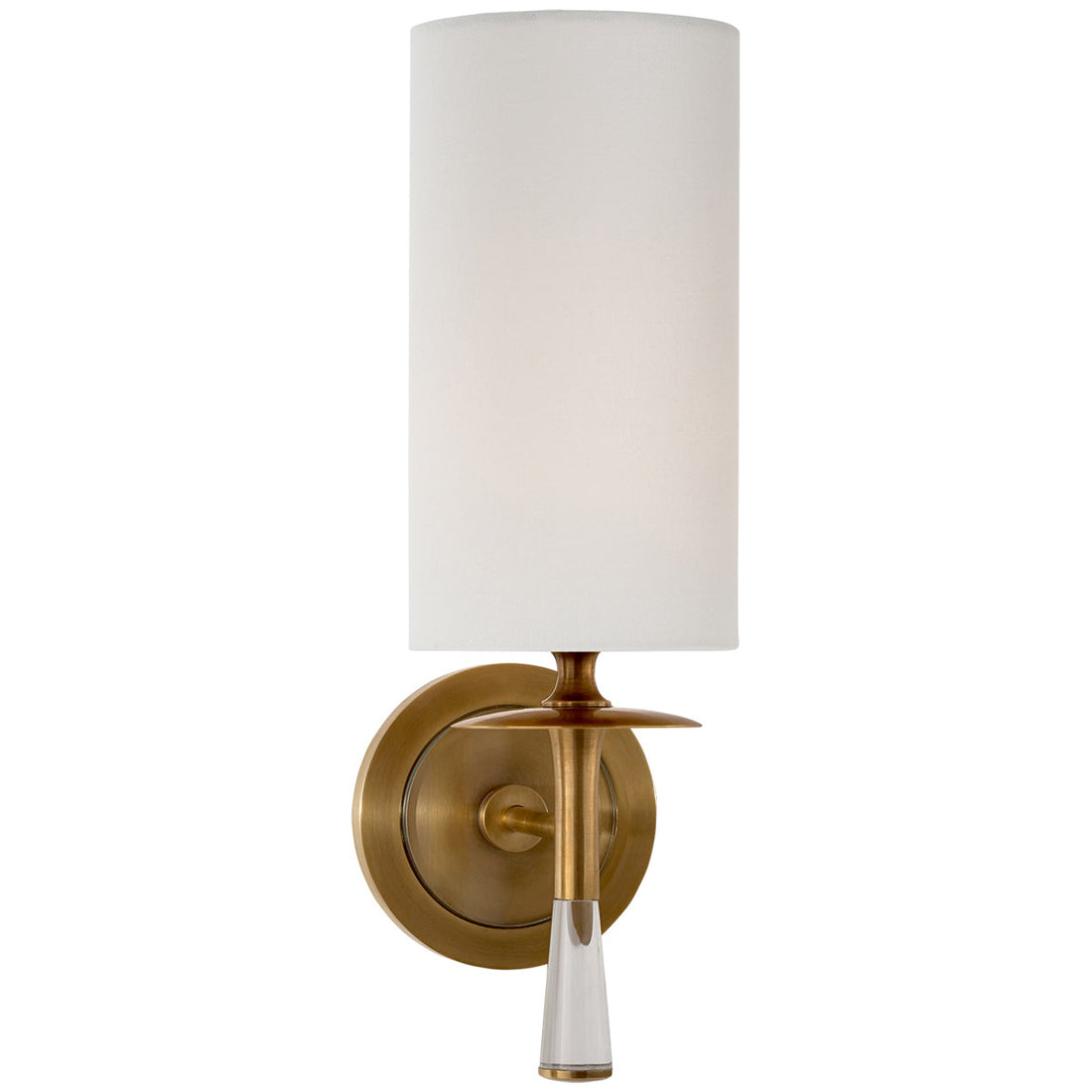 Visual Comfort Drunmore Single Sconce in Crystal with Linen Shade