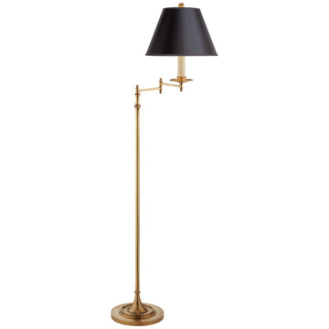 Visual Comfort Dorchester Swing Arm Floor Lamp with Black Shade