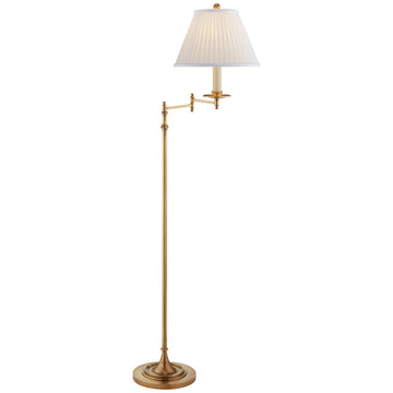 Visual Comfort Dorchester Swing Arm Floor Lamp with Silk Shade