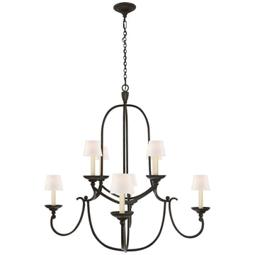 Visual Comfort Flemish Medium Round Chandelier with Linen Shades