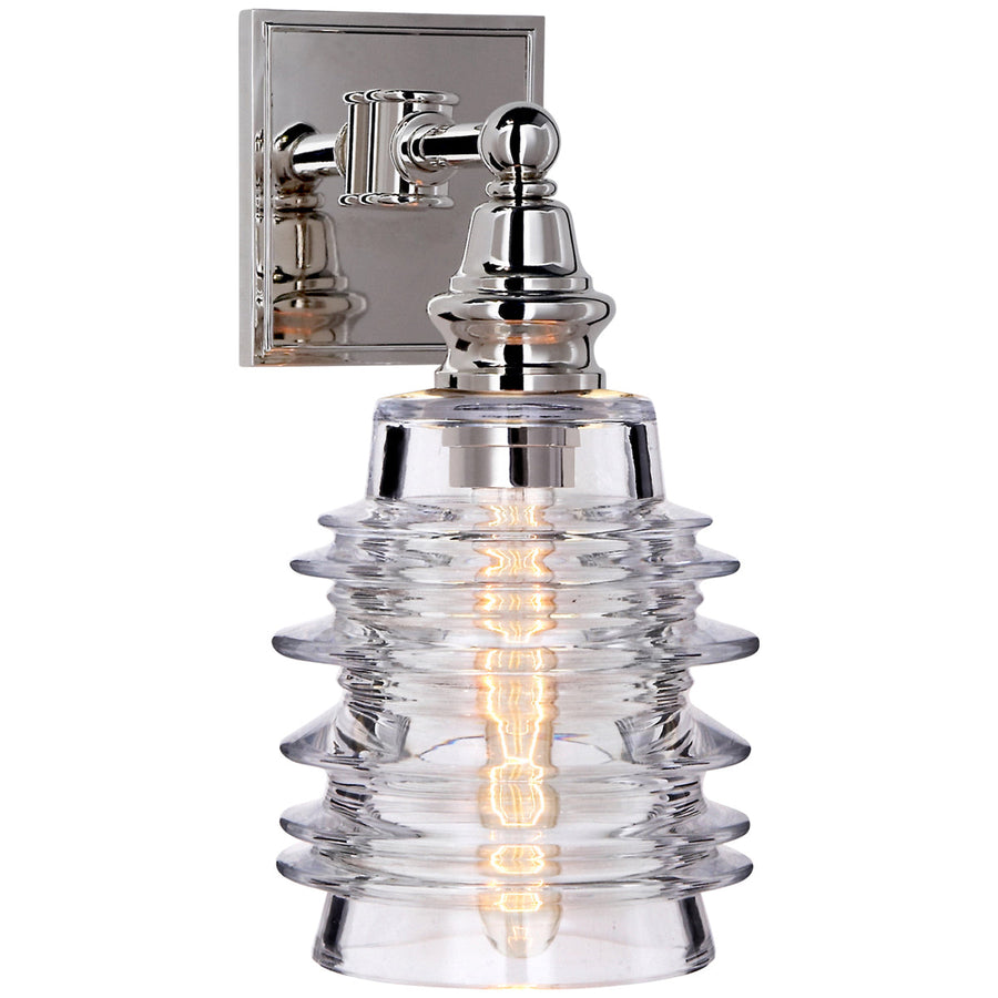 Visual Comfort Covington Sconce with Clear Ribbed Wide Glass