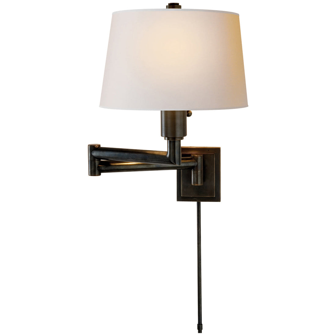 Visual Comfort Chunky Swing Arm Sconce with Natural Paper Shade