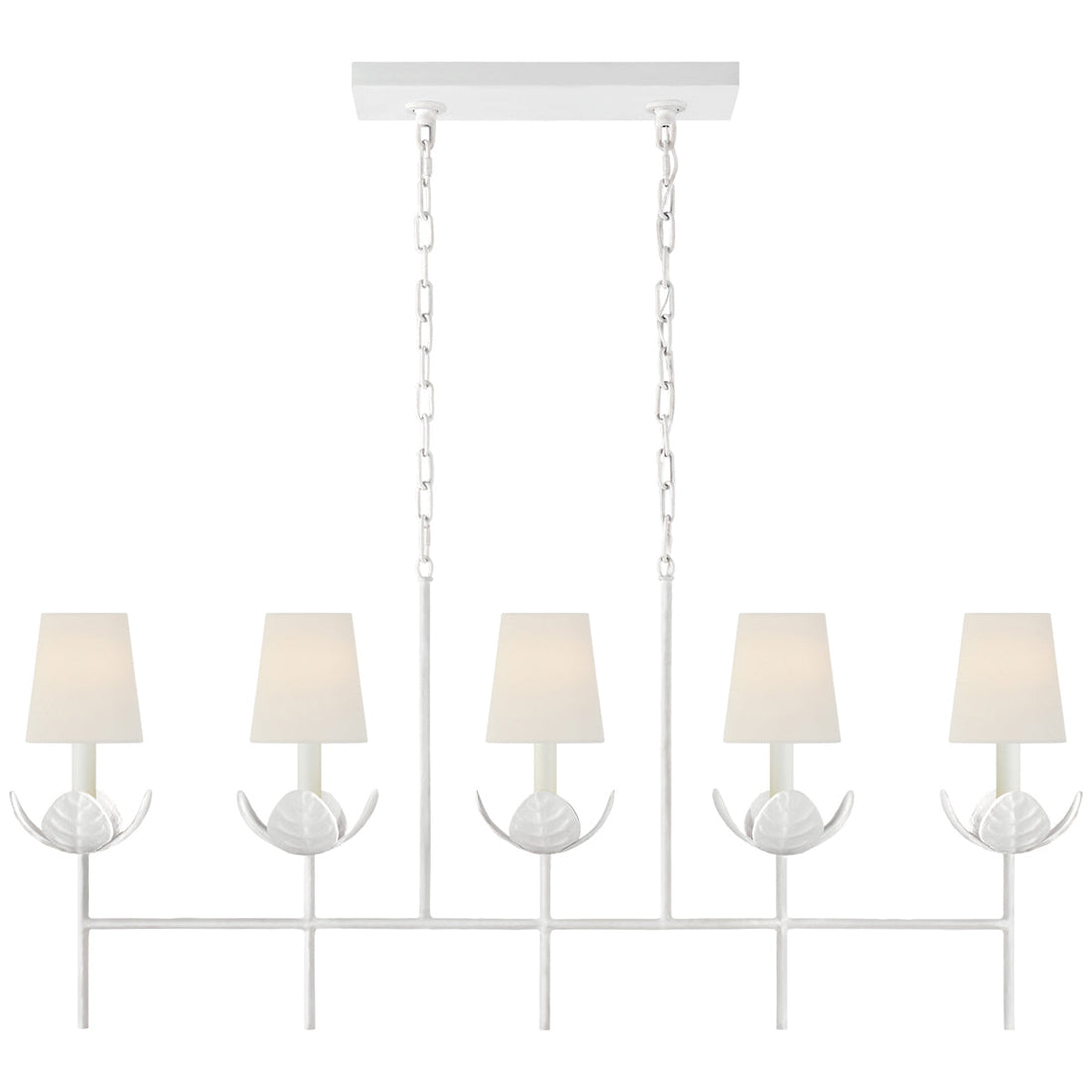 Visual Comfort Illana Large Linear Chandelier with Linen Shade