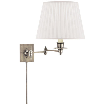 Visual Comfort Triple Swing Arm Wall Lamp with Silk Shade