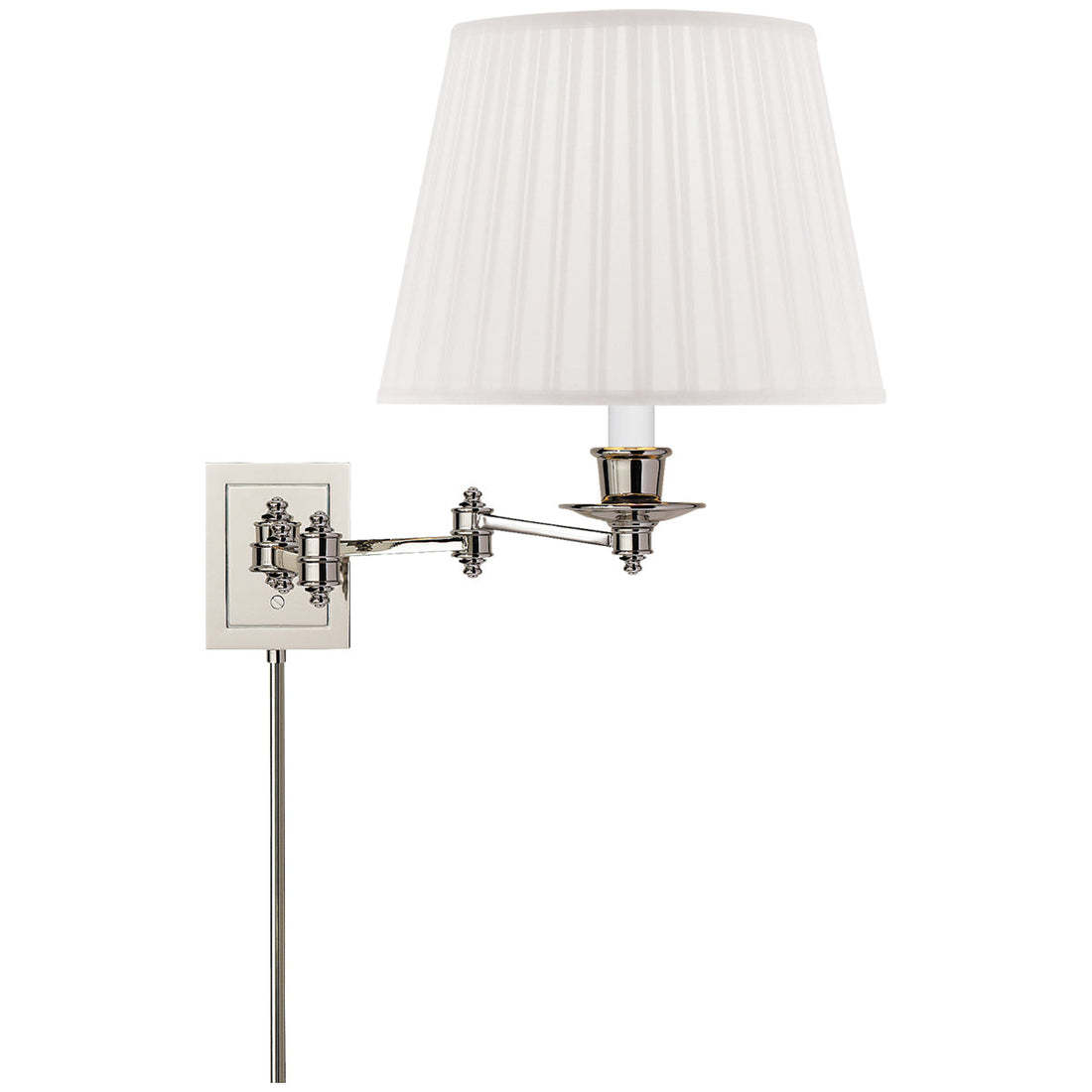 Visual Comfort Triple Swing Arm Wall Lamp with Silk Shade