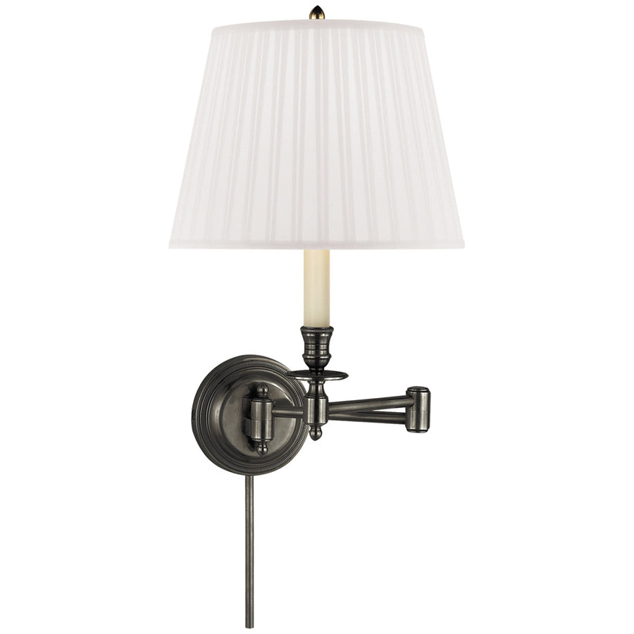 Visual Comfort Candlestick Swing Arm Sconce with Silk Shade