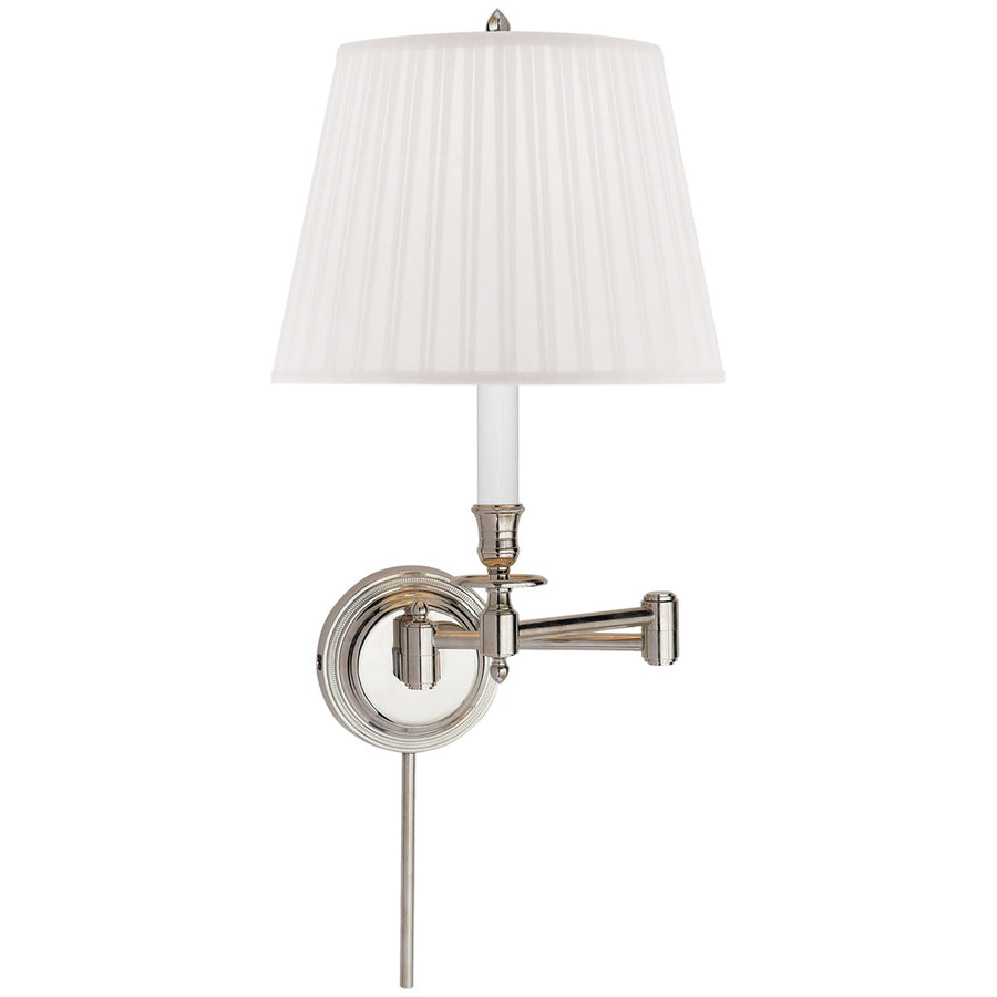 Visual Comfort Candlestick Swing Arm Sconce with Silk Shade