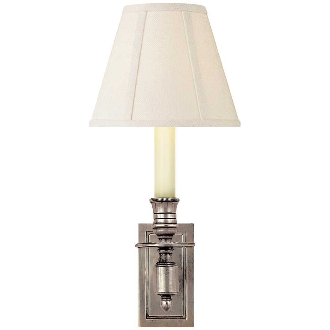 Visual Comfort French Single Library Sconce with Linen Shade