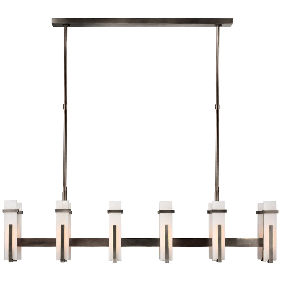 Visual Comfort Malik Large Linear Chandelier with Alabaster