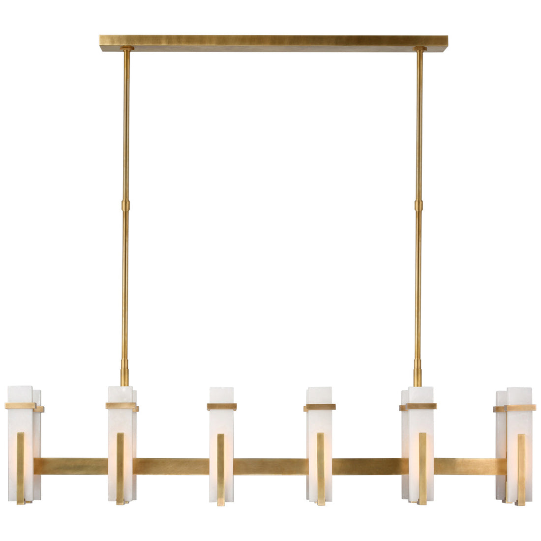 Visual Comfort Malik Large Linear Chandelier with Alabaster