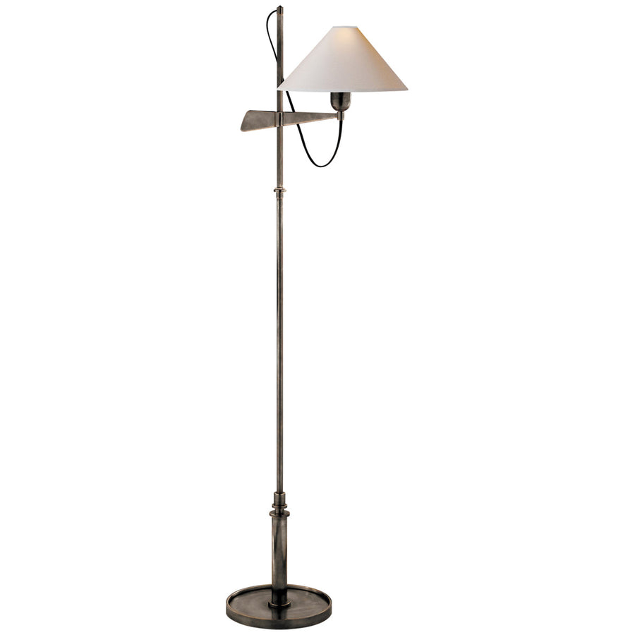 Visual Comfort Studio Adjustable Floor Lamp with Natural Paper Shade -  Hand-Rubbed Antique Brass