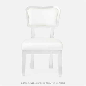 Made Goods Aaliyah Curved Acrylic Dining Chair in Marano Wool-on Lambskin